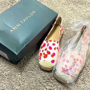Ann Taylor strawberry flats, never worn, new in box 7.5